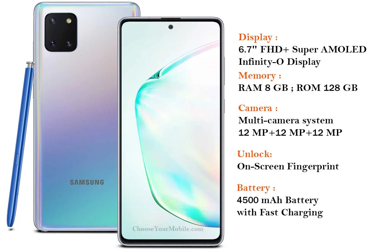 Samsung Galaxy Note10 Lite - Specifications - Choose Your Mobile