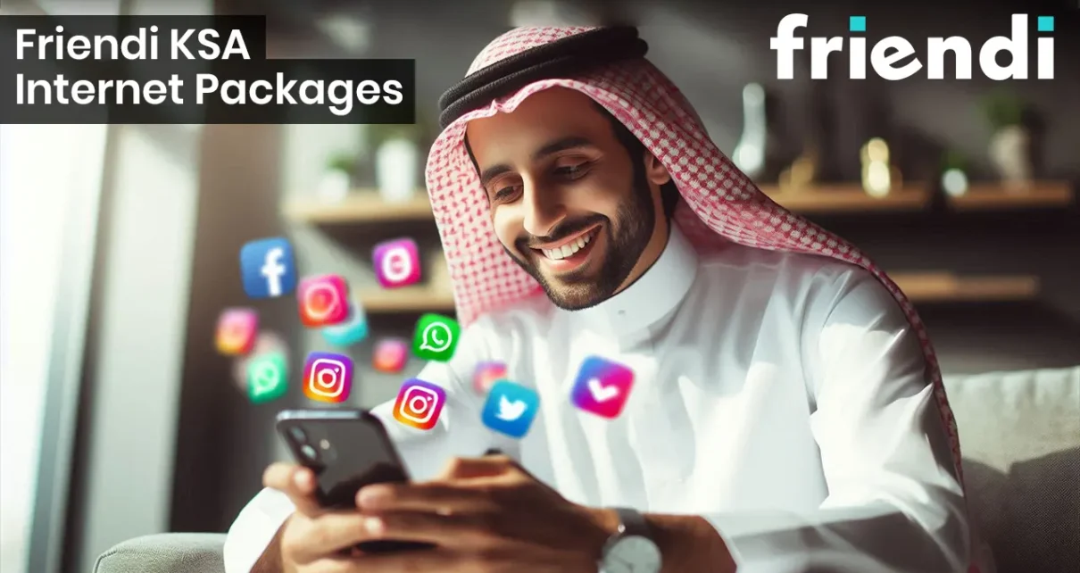 Person using social media with Friendi KSA Internet Packages
