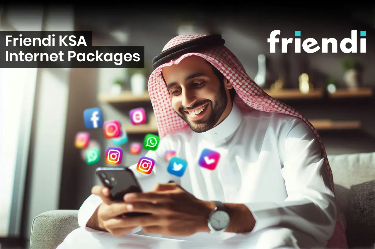 Person using social media with Friendi KSA Internet Packages